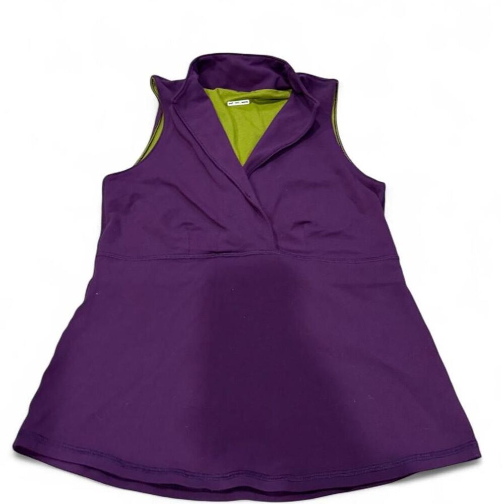 Lululemon Purple and Green Sleeveless Collared Top